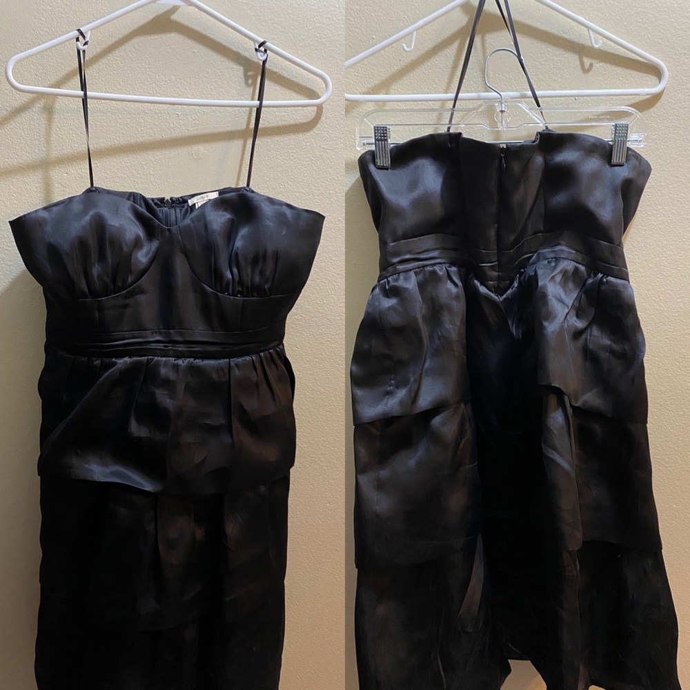 J.Crew Strapless Silk Organza Black Dress Size 10